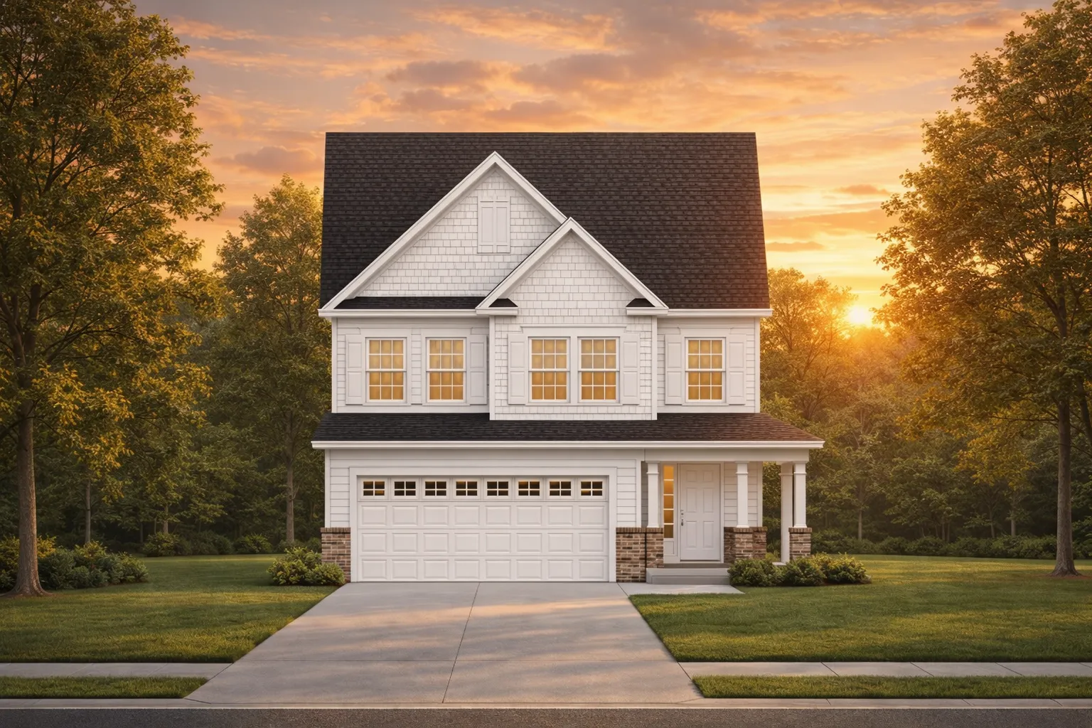 Modern Suburban Home Plan with 3 Bedrooms and Efficient 2-Story Design