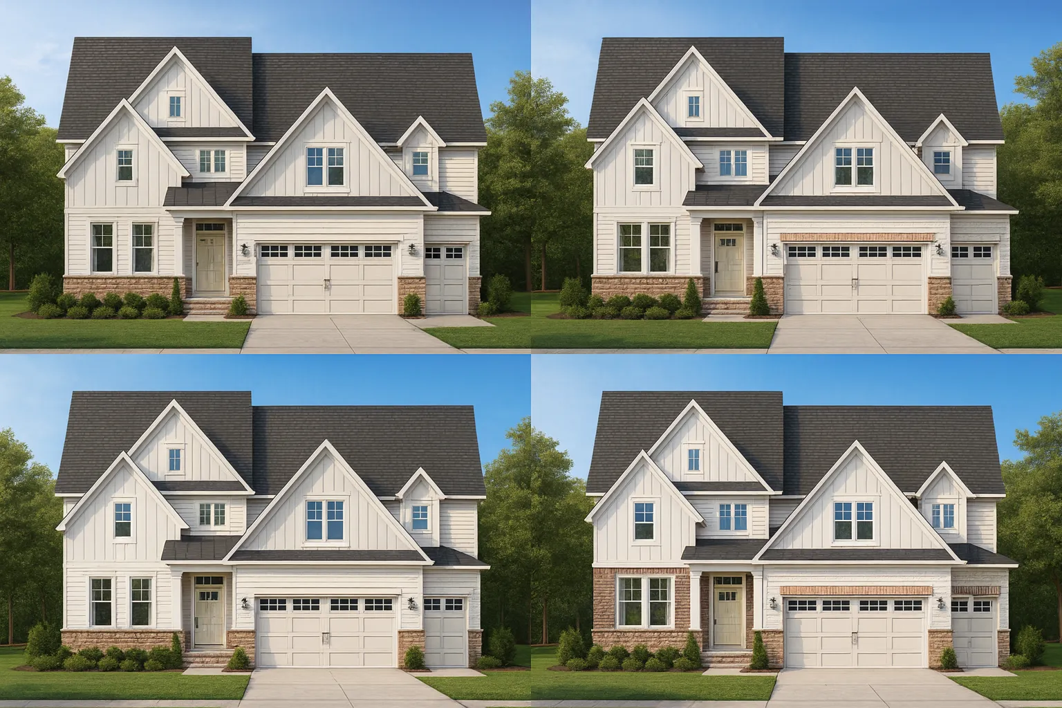 Second Floor Master Bedroom House Plans 27 Front view of a Traditional Craftsman style house featuring horizontal siding, shingle accents, and brick wainscoting under a steep gable roof