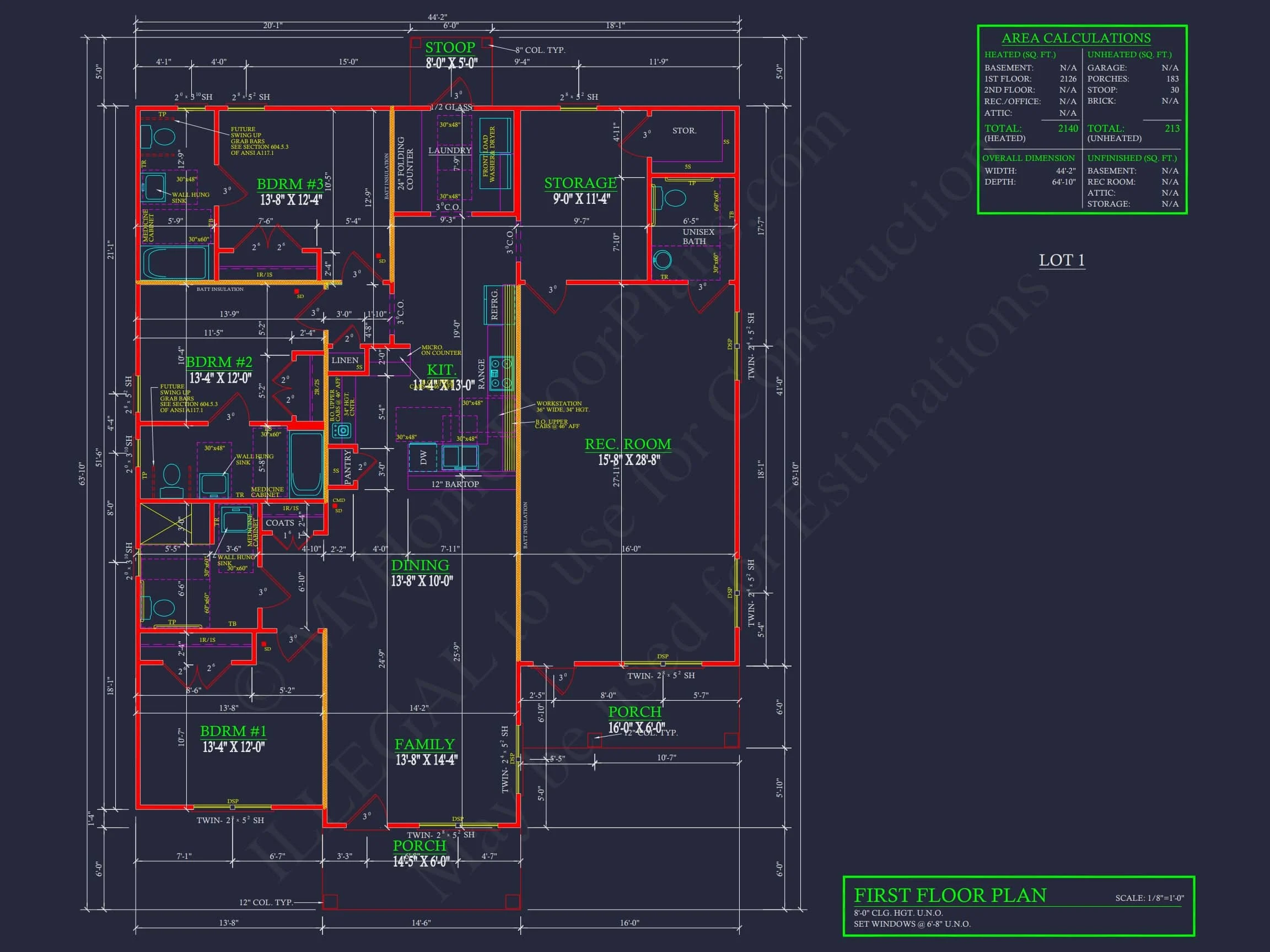 15-1784A HOUSE PLAN - Spacious Ranch House Plan with 3 Bedrooms and CAD Designs 5 Spacious Ranch Home Plan with 3 Bedrooms and CAD Designs