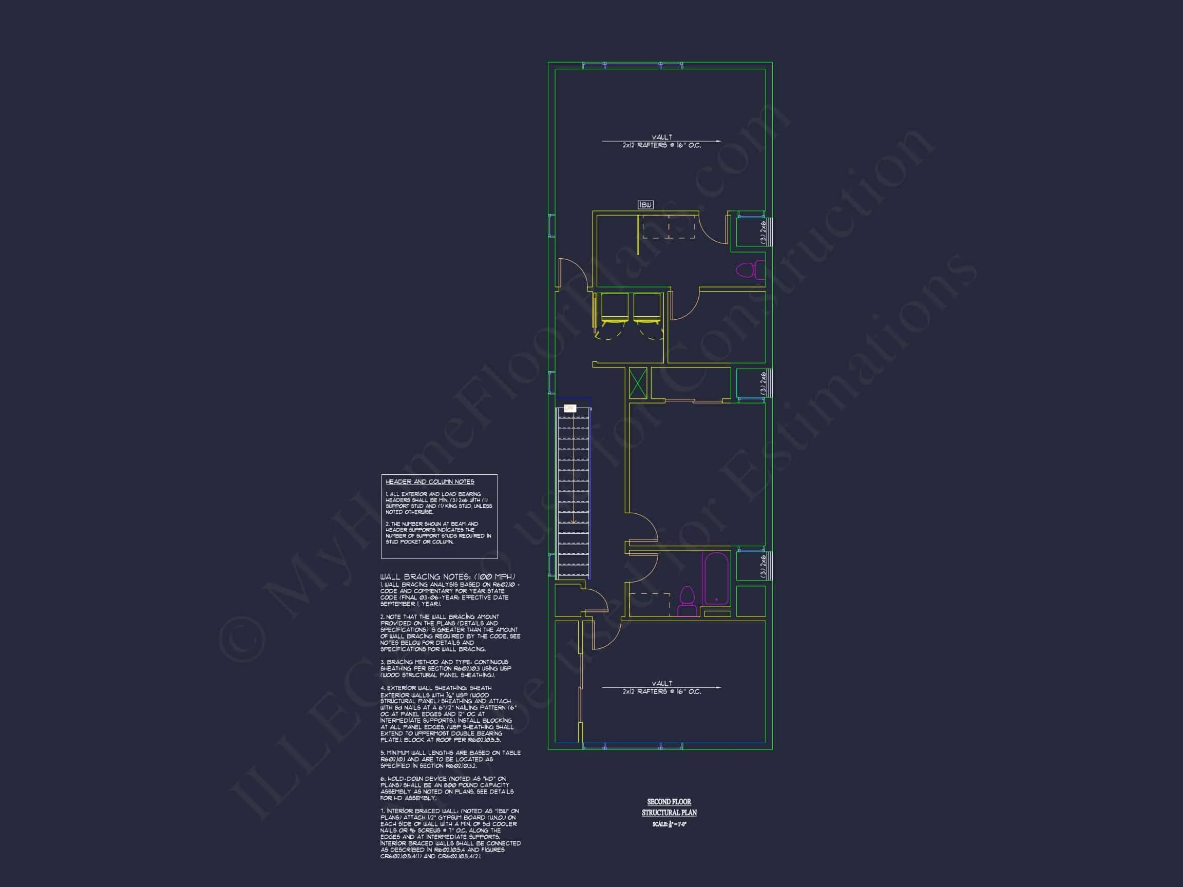 Modern 2-Story House Plan with 3 Bedrooms, CAD Files & Blueprint