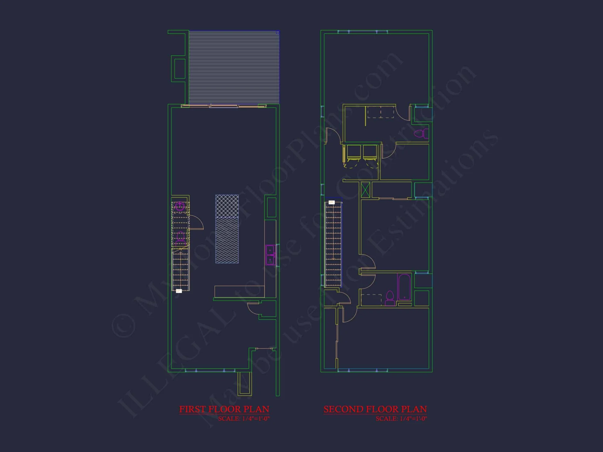 Modern 2-Story House Plan with 3 Bedrooms, CAD Files & Blueprint