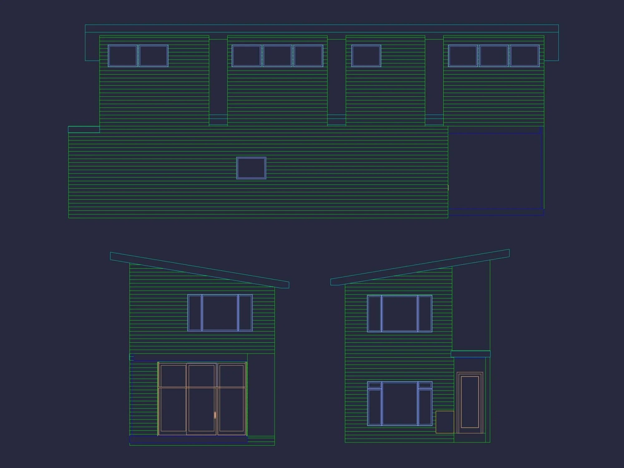 Modern 2-Story House Plan with 3 Bedrooms, CAD Files & Blueprint