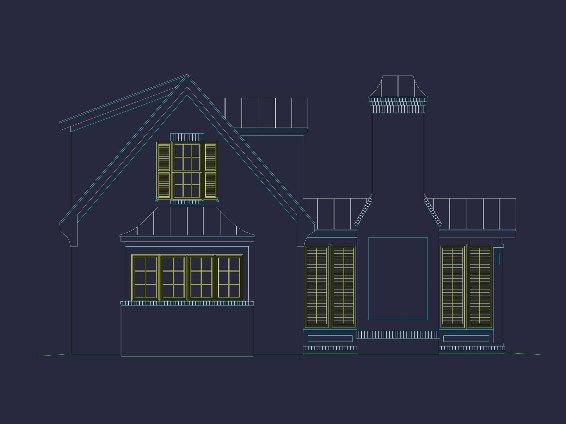 18-1351 POOL HOUSE - MODERN CABANA HOUSE PLAN: ARCHITECTURE & CAD DESIGNS 2 Modern Cabana Home Plan with Balcony, Study & CAD Blueprints
