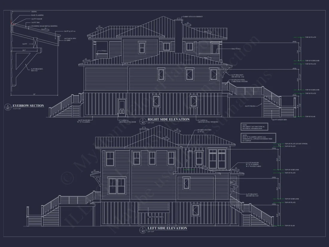 Modern Beach Home Plan with 3-Story Layout & Coastal Charm