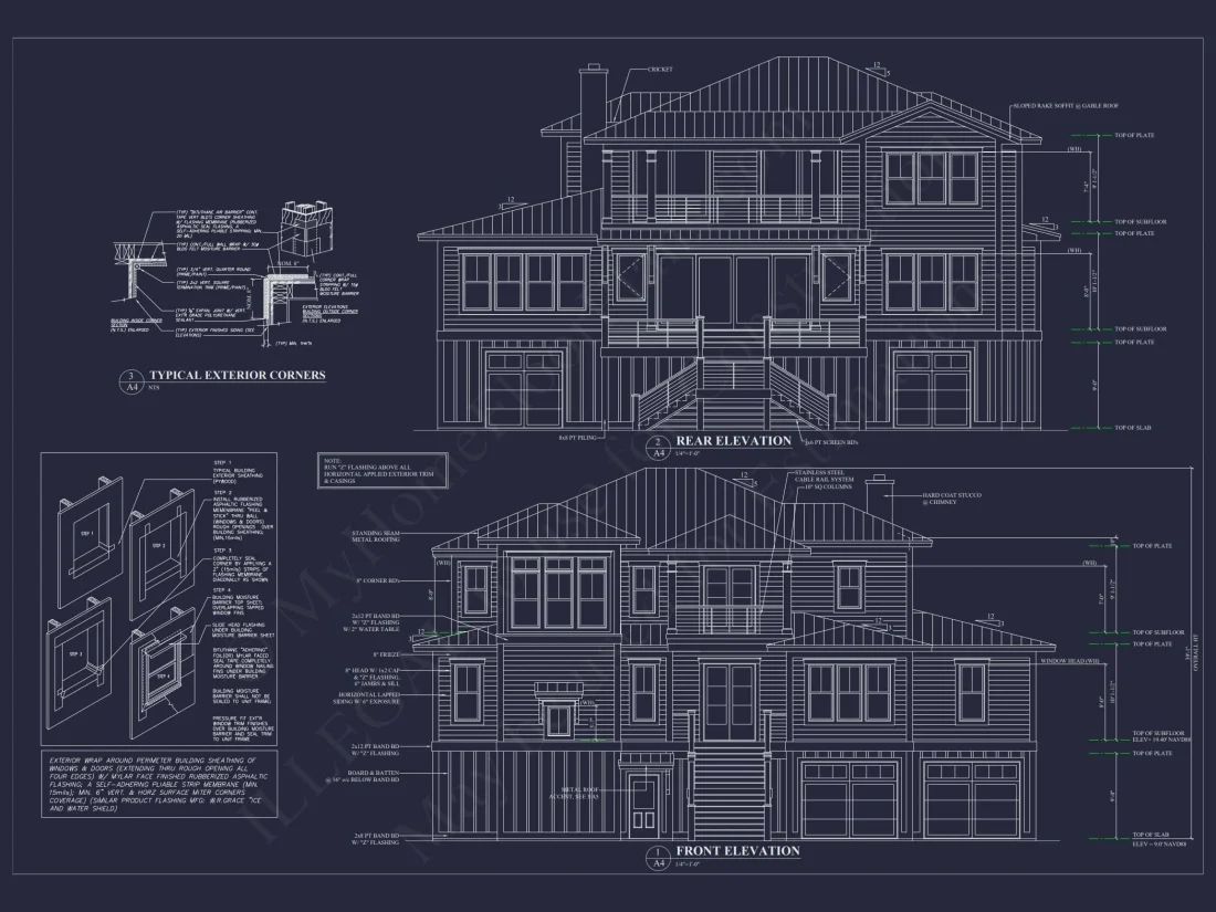 Modern Beach Home Plan with 3-Story Layout & Coastal Charm