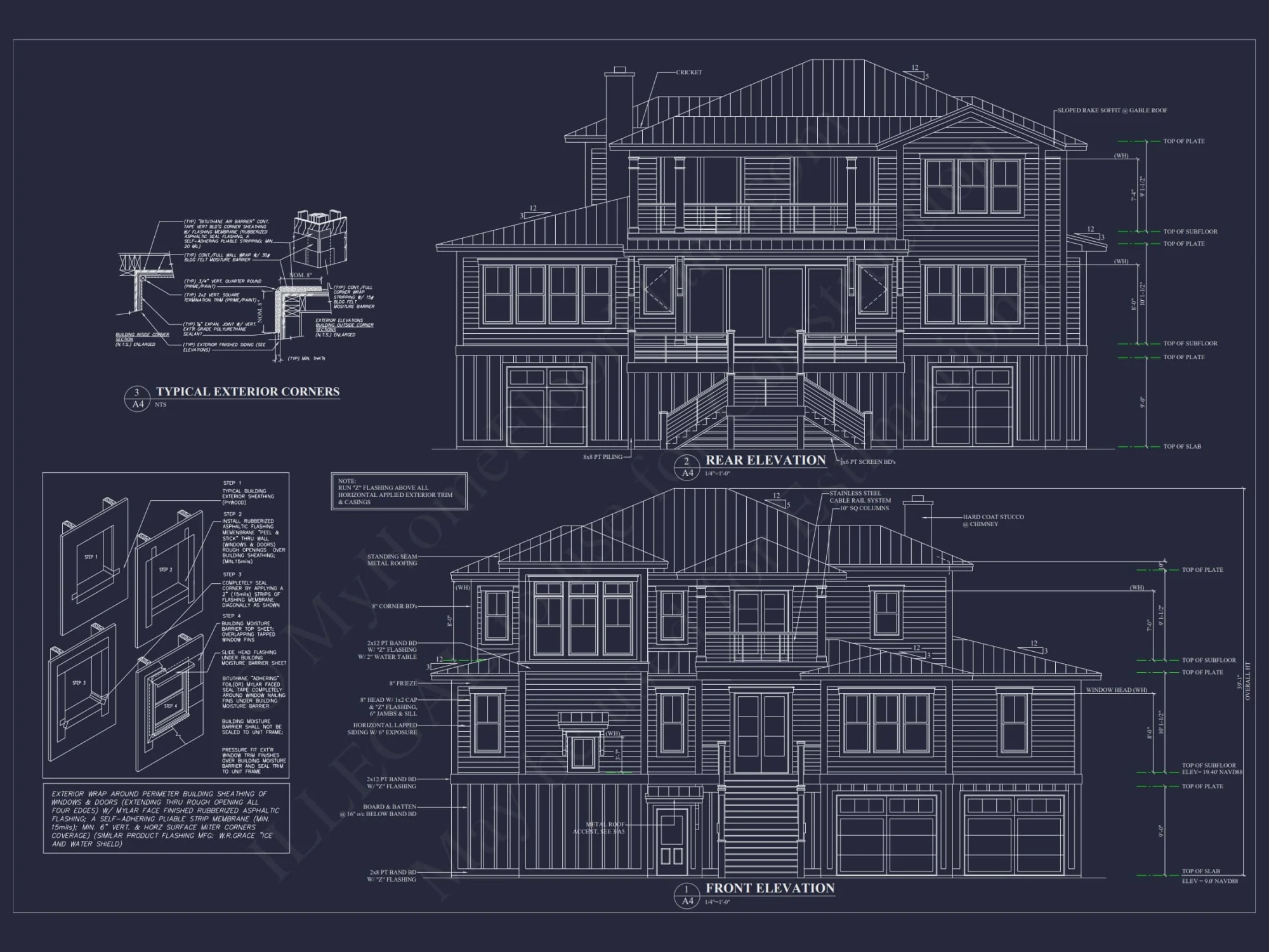 Modern Beach Home Plan with 3-Story Layout & Coastal Charm