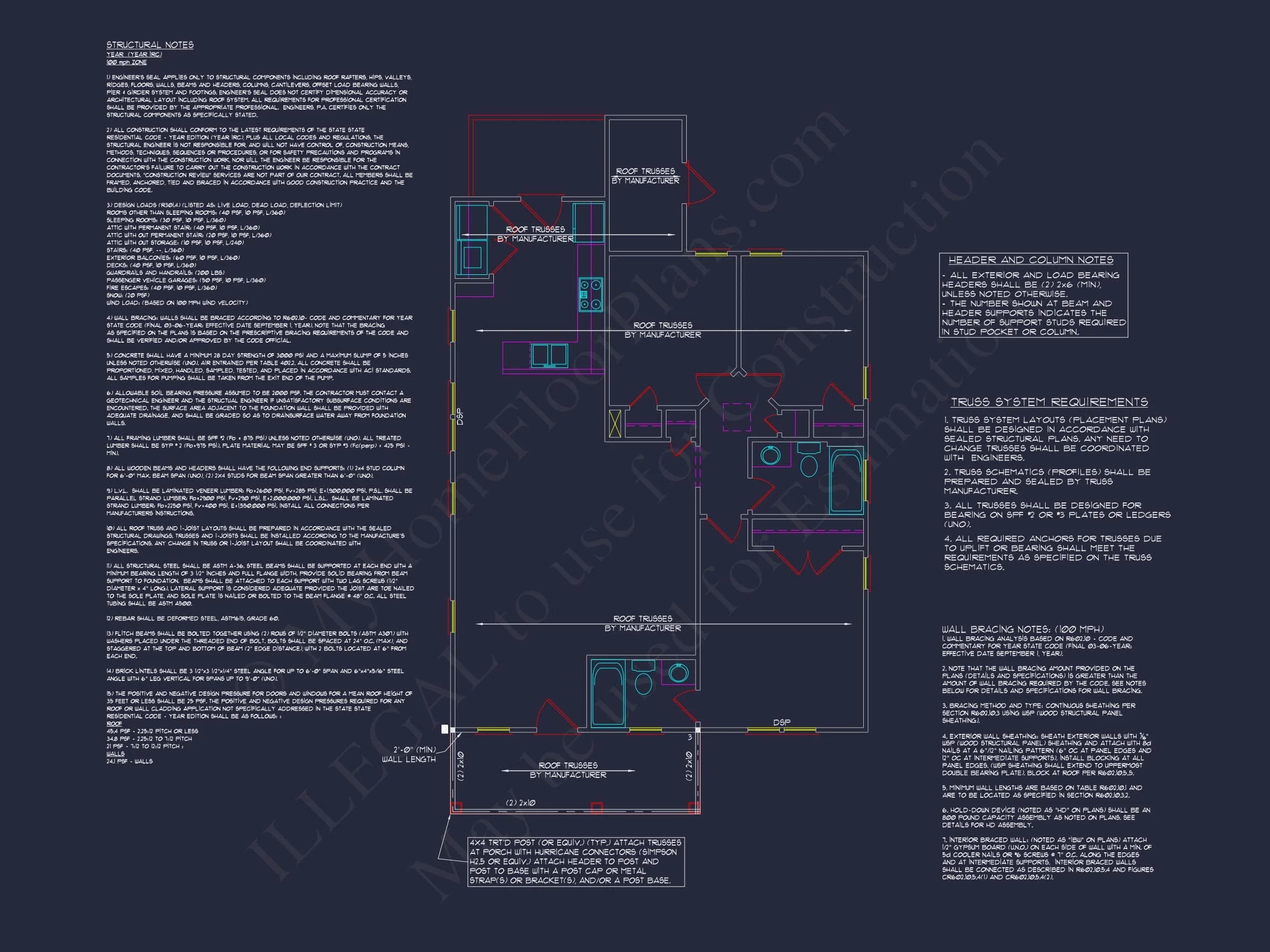 15-1079 HOUSE PLAN - Traditional Cottage House Floor Plan, 3 Bed, 2 Bath Blueprint 4 Traditional Cottage House Plan with Cozy 1-Story Layout