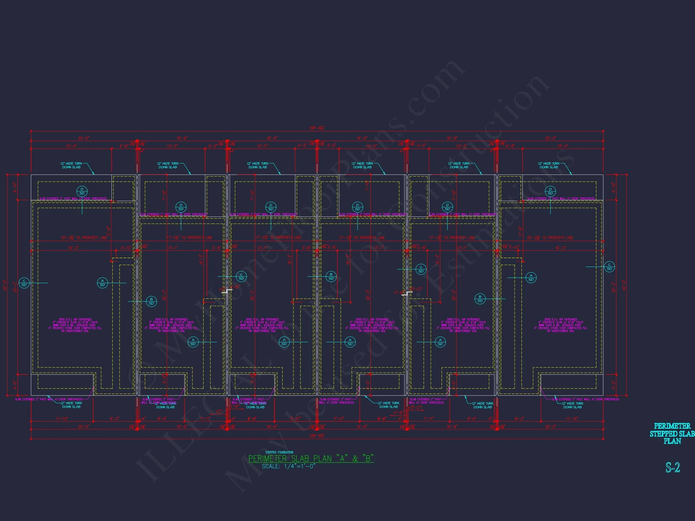 Modern Townhome Floor Plan with 6 Units and CAD Blueprints