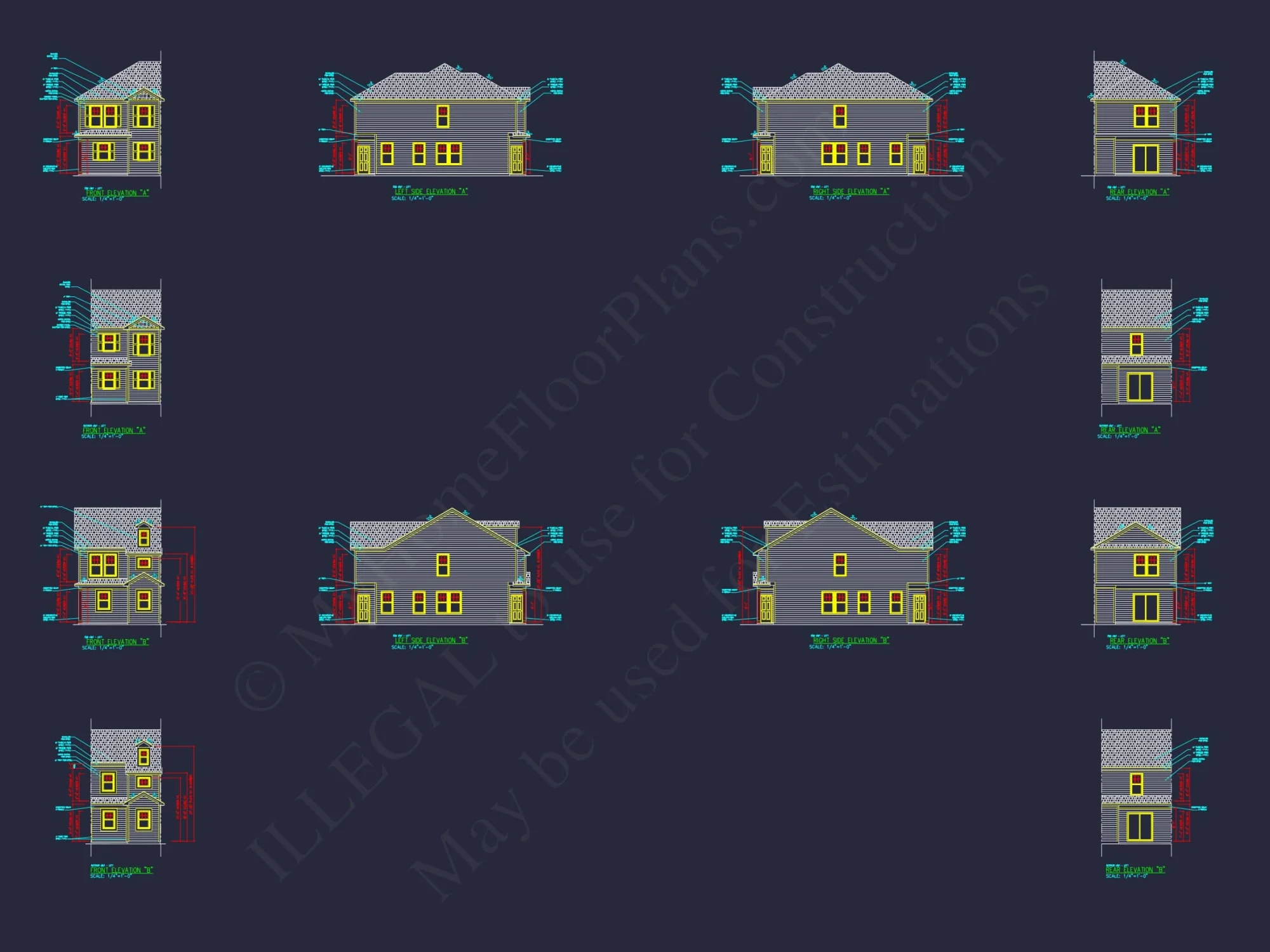 Modern Townhome Floor Plan with 6 Units and CAD Blueprints