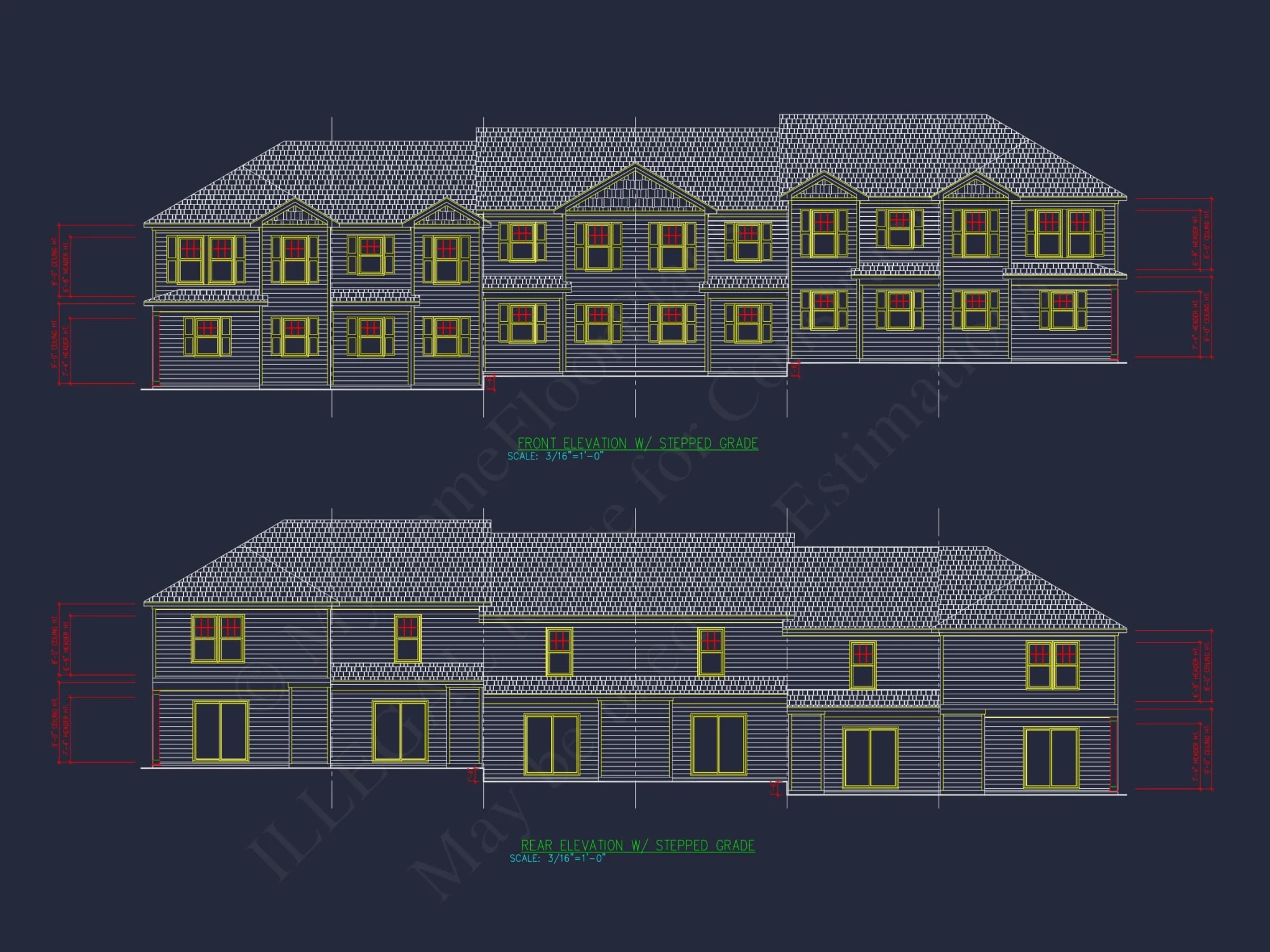 Modern Townhome Floor Plan with 6 Units and CAD Blueprints