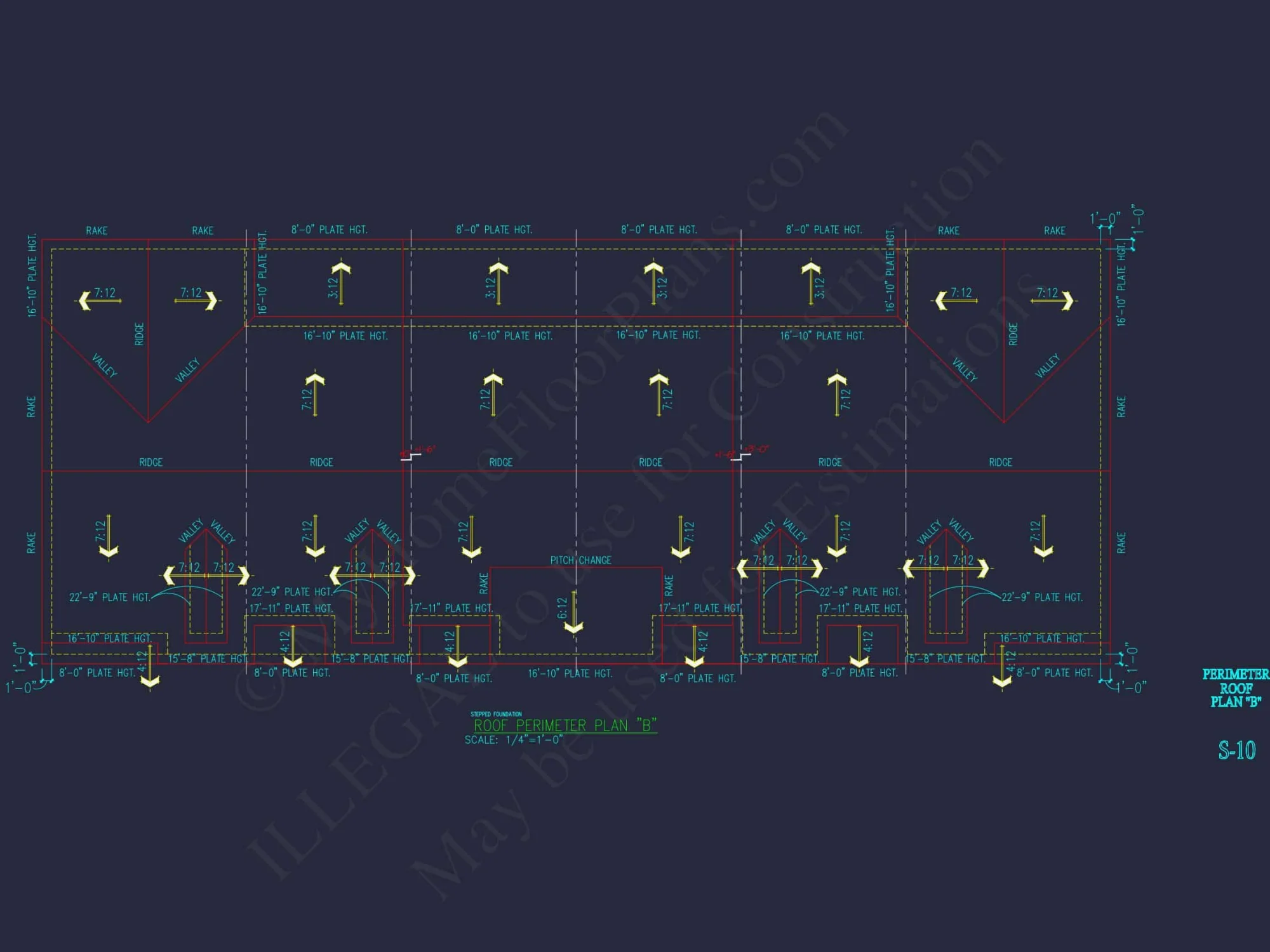 Modern Townhome Floor Plan with 6 Units and CAD Blueprints