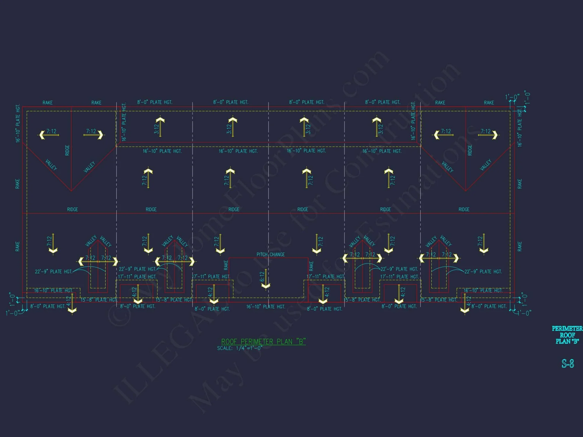 Modern Townhome Floor Plan with 6 Units and CAD Blueprints