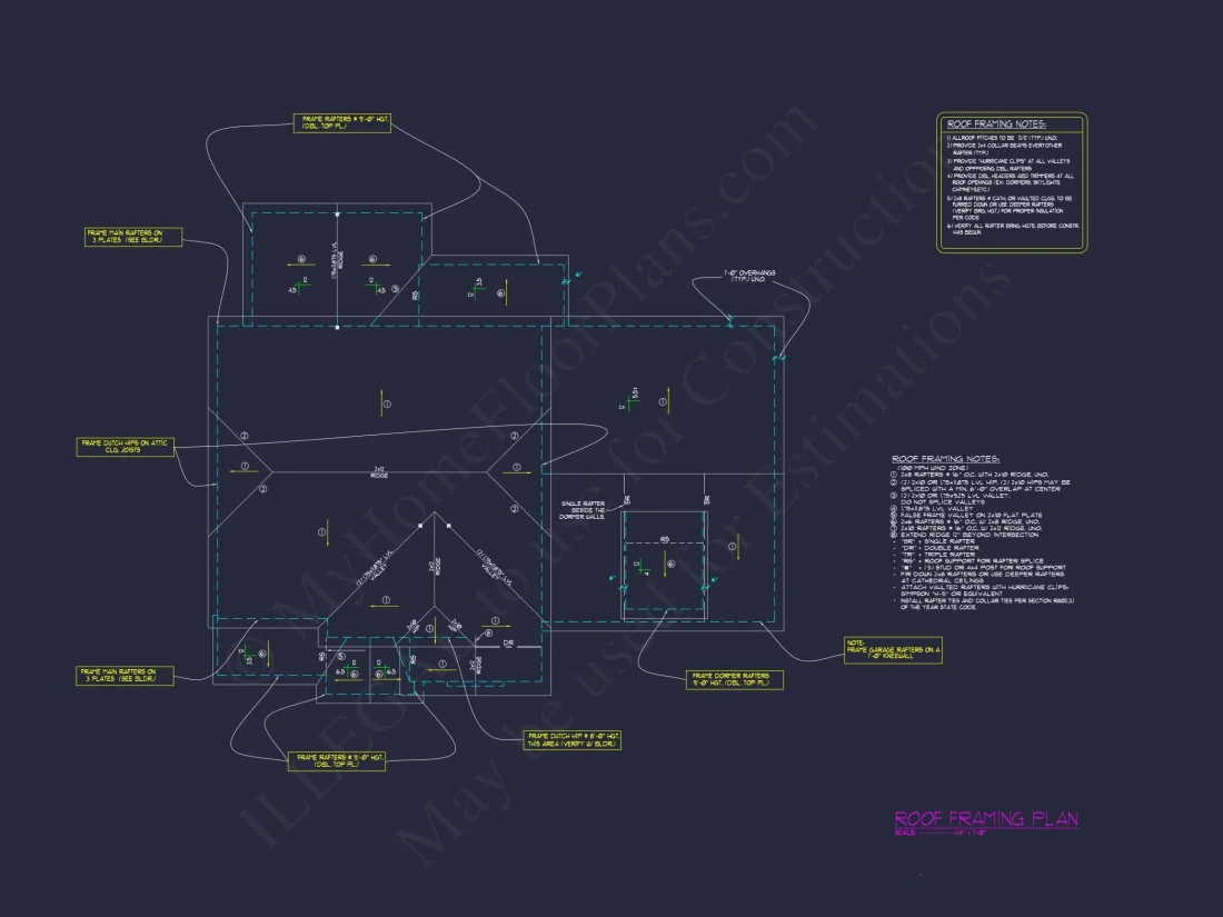 Colonial Home Plan with CAD Blueprint and Unique Designs