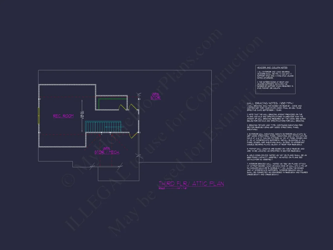 Colonial Home Plan with CAD Blueprint and Unique Designs