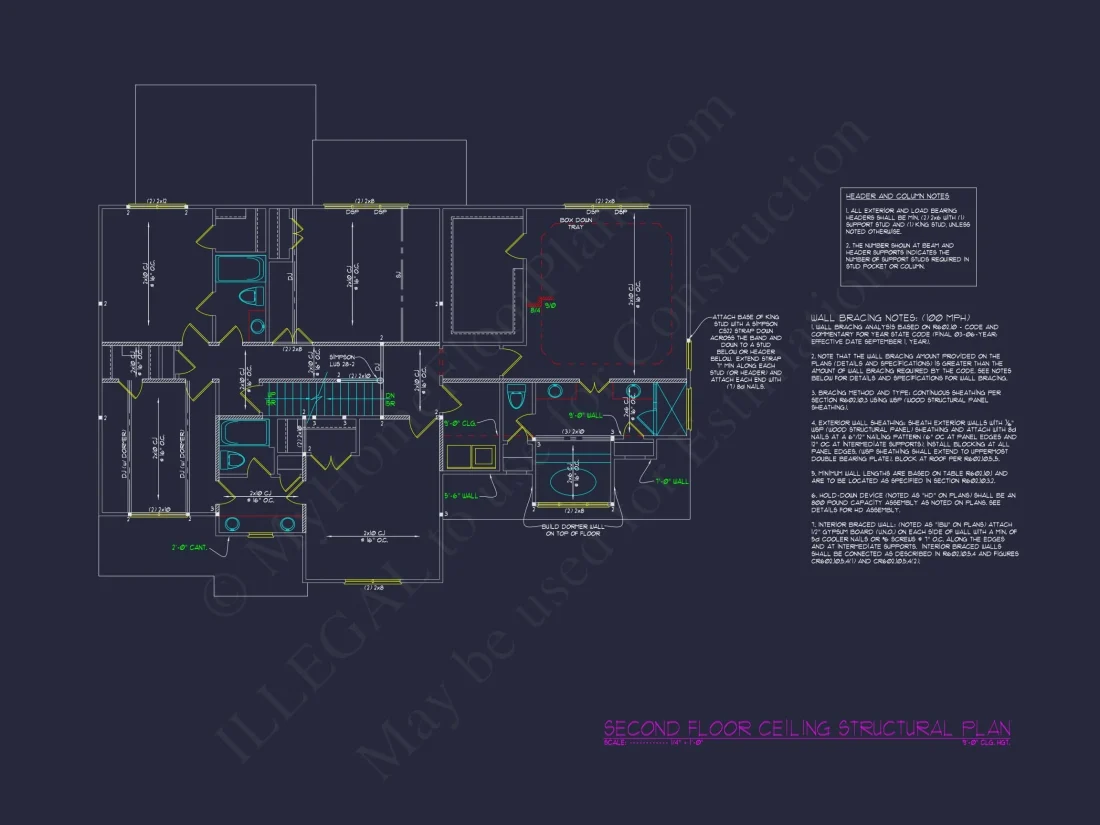 Colonial Home Plan with CAD Blueprint and Unique Designs