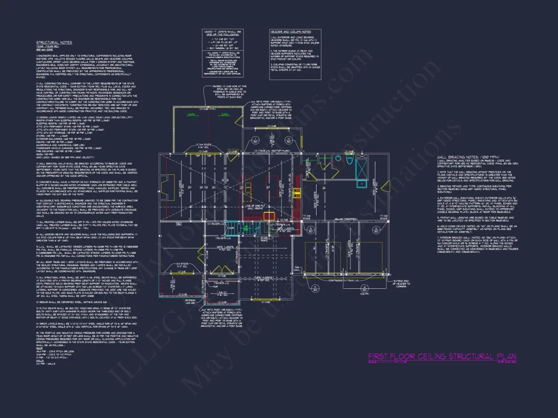 Colonial Home Plan with CAD Blueprint and Unique Designs