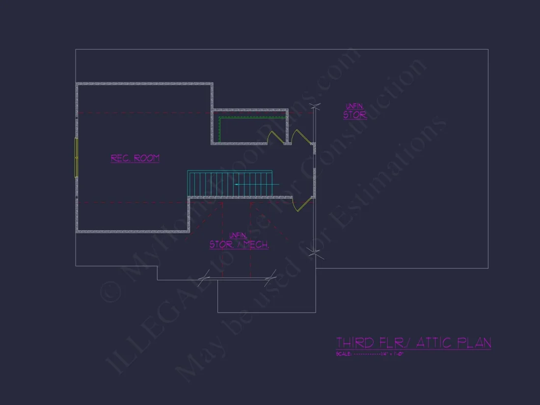 Colonial Home Plan with CAD Blueprint and Unique Designs