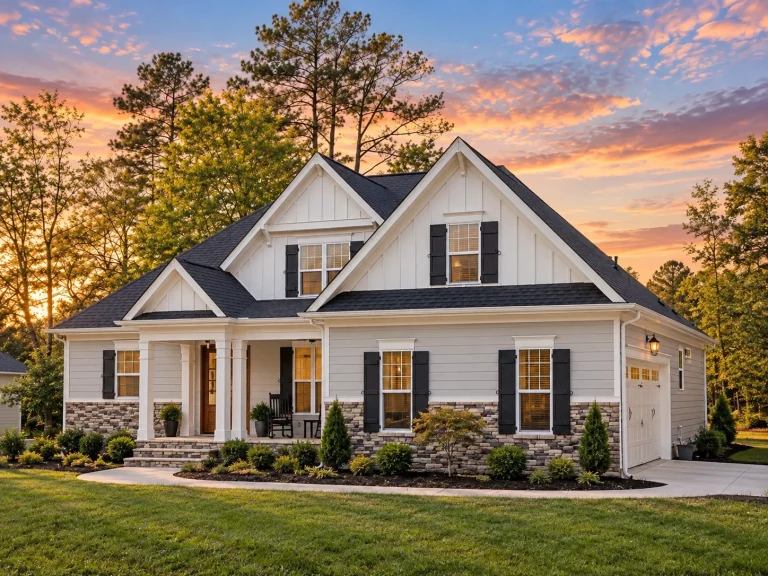 Craftsman-style home plan with stone and board-and-batten exterior