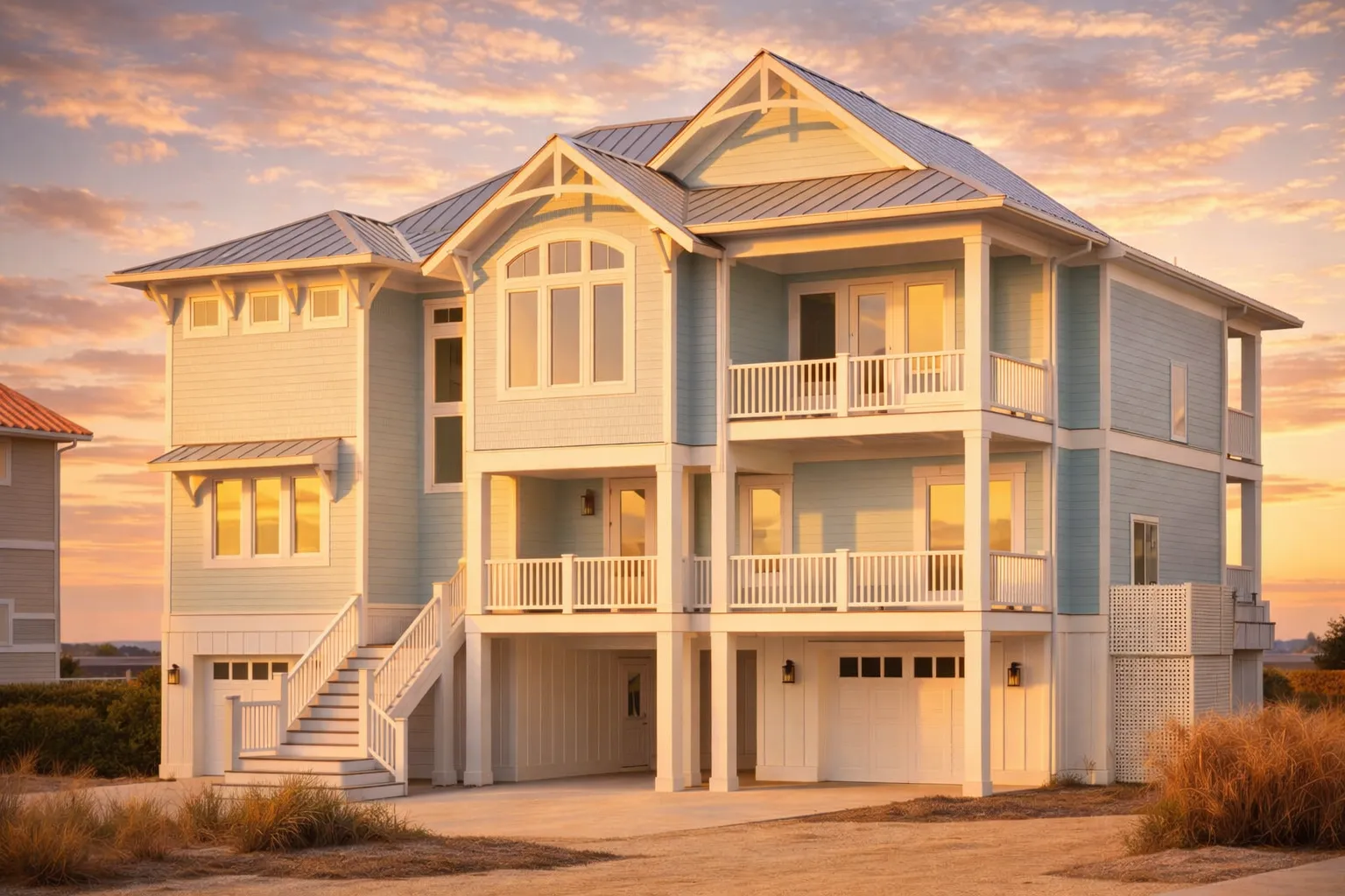 Luxurious Beach Home Blueprint with CAD Designs and Features