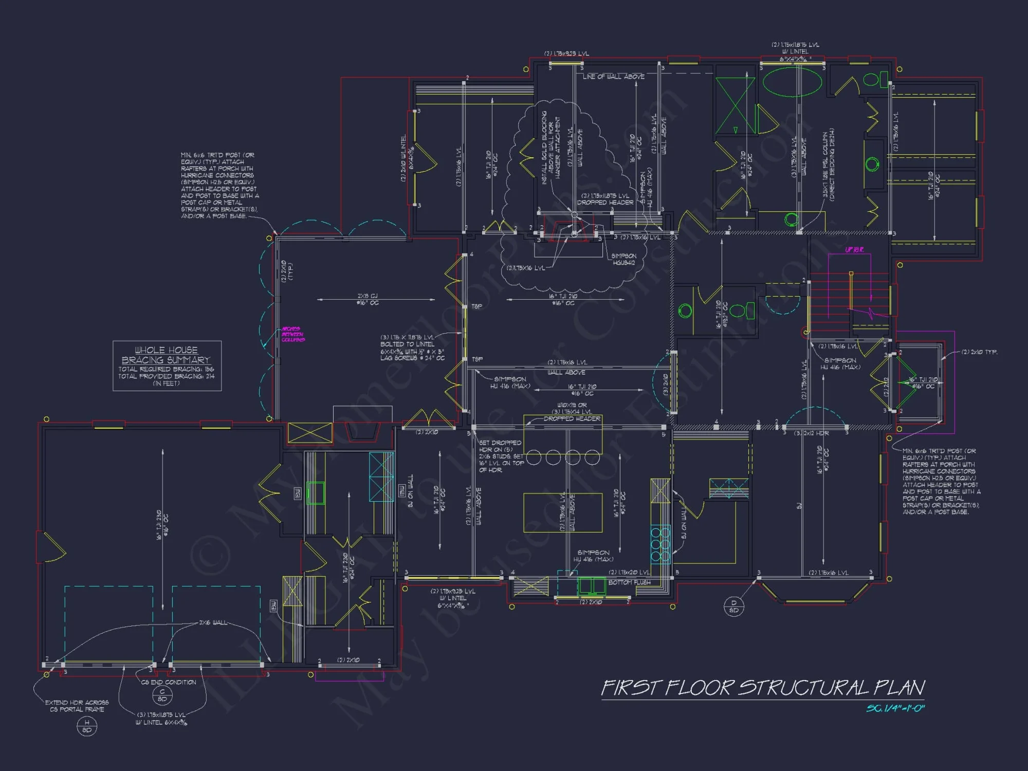 Colonial Home Floor Plan 5-Bed,4-Bath,2-Story Blueprint