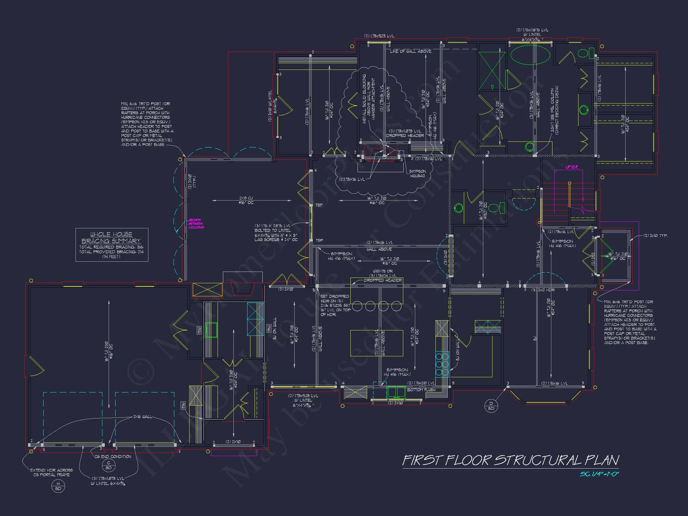 Colonial Home Floor Plan 5-Bed,4-Bath,2-Story Blueprint