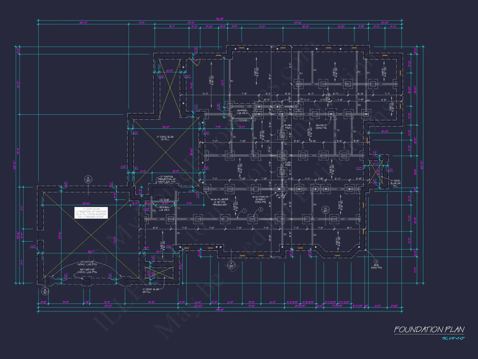 Colonial Home Floor Plan 5-Bed,4-Bath,2-Story Blueprint
