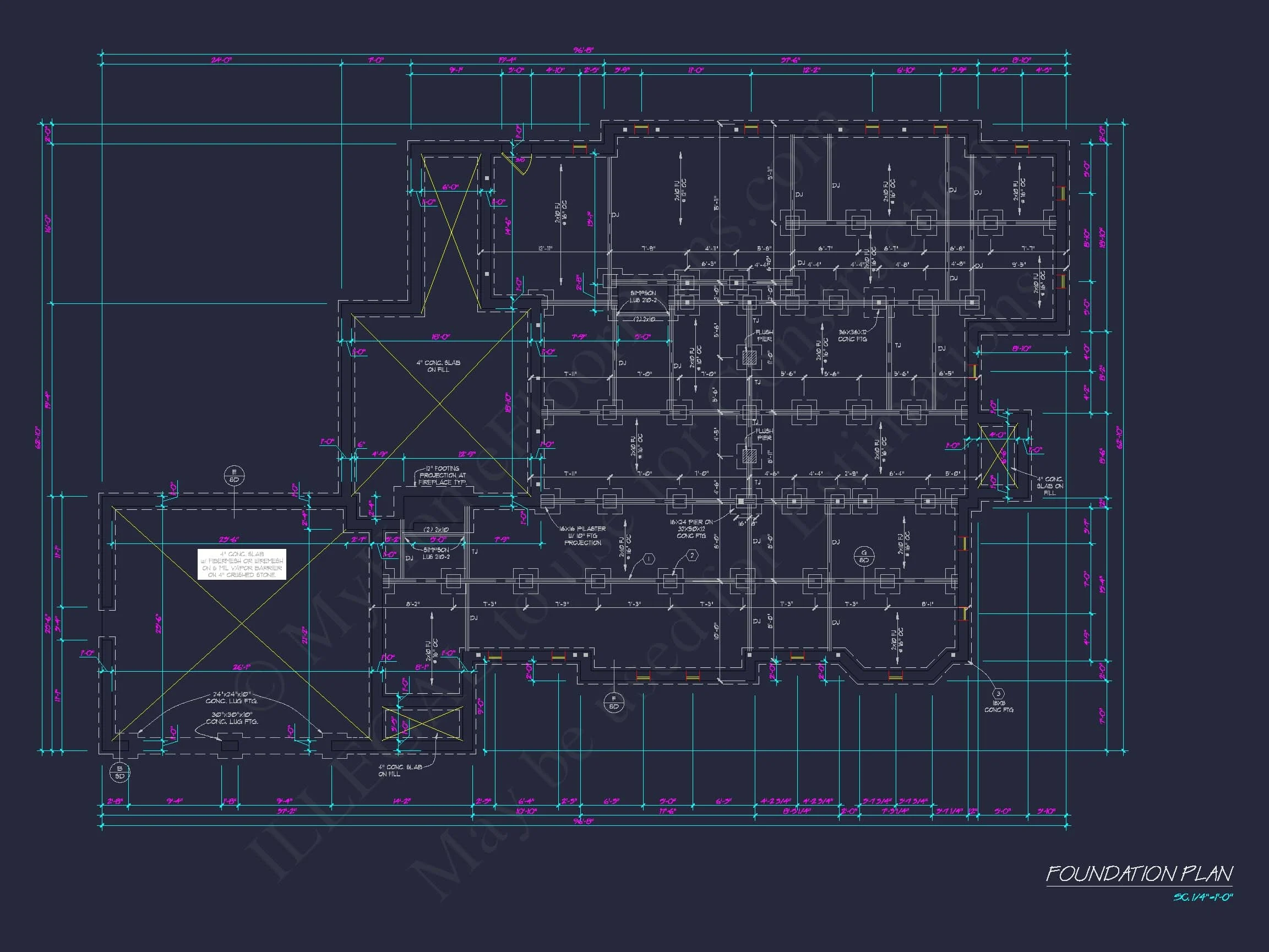 Colonial Home Floor Plan 5-Bed,4-Bath,2-Story Blueprint