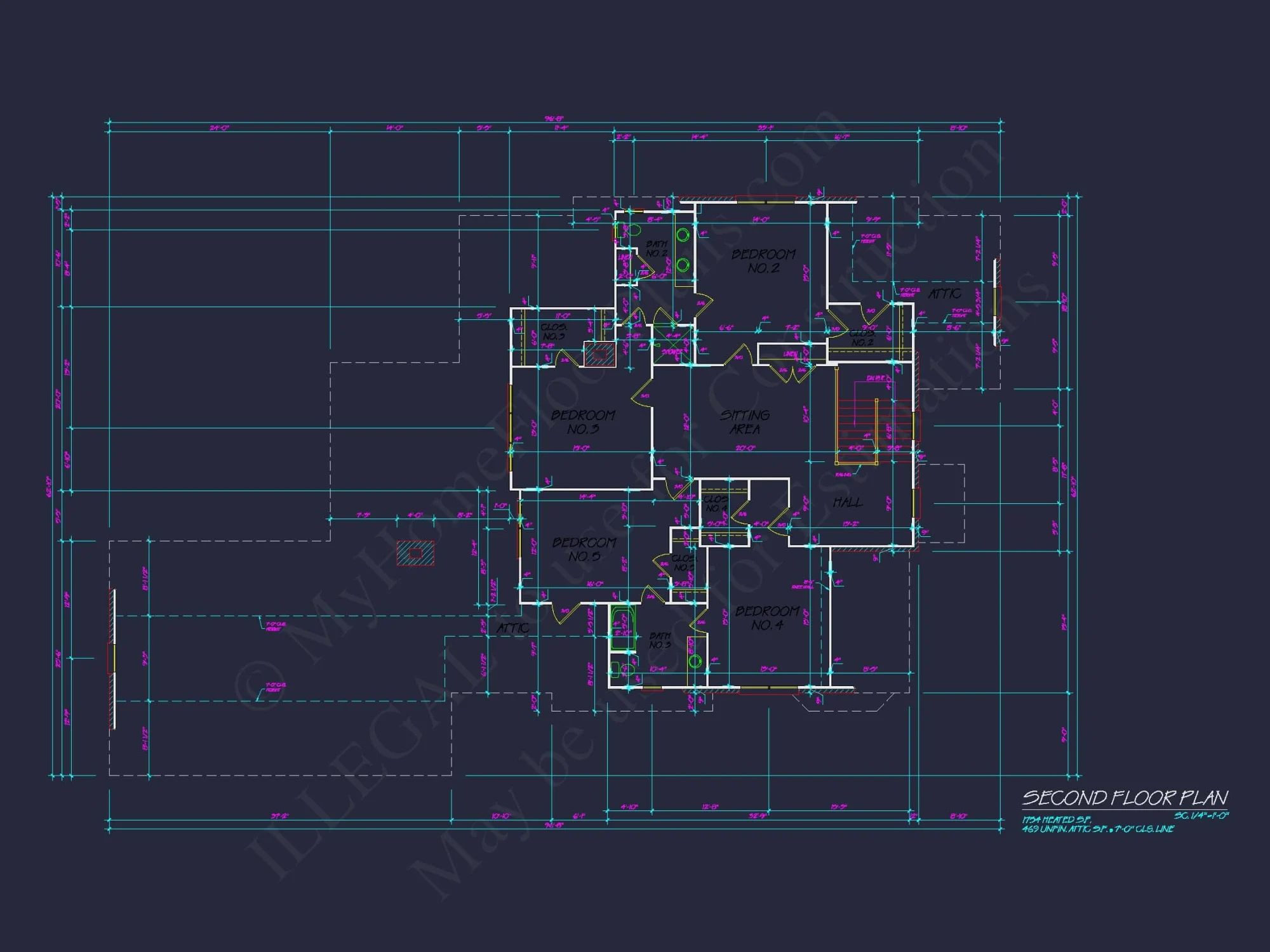 Colonial Home Floor Plan 5-Bed,4-Bath,2-Story Blueprint
