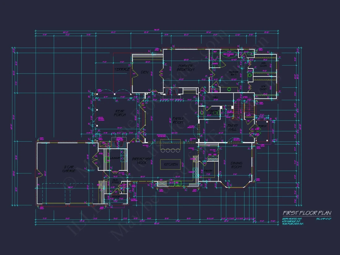 Colonial Home Floor Plan 5-Bed,4-Bath,2-Story Blueprint