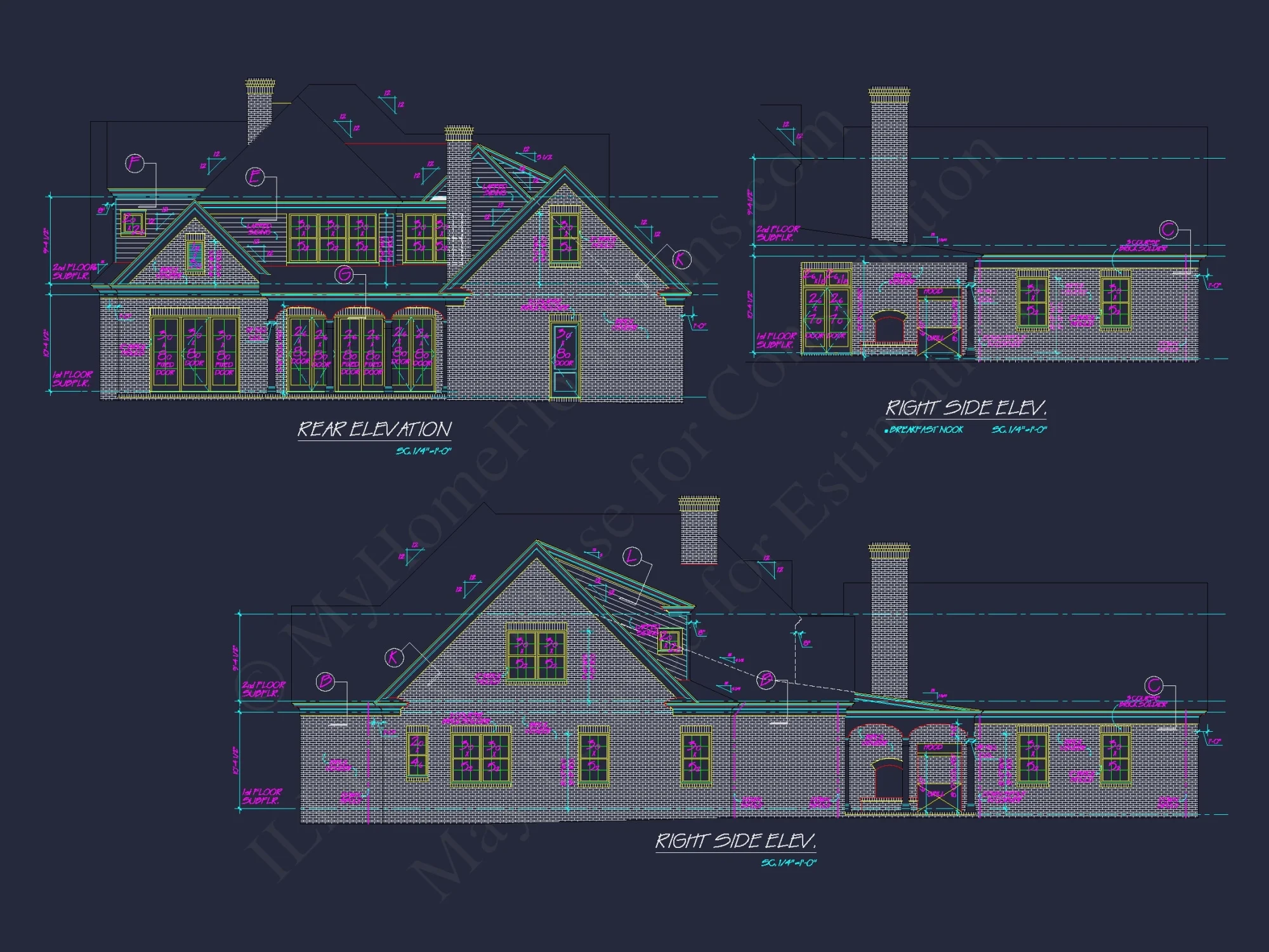 Colonial Home Floor Plan 5-Bed,4-Bath,2-Story Blueprint (2)