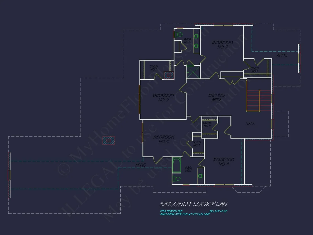 Colonial Home Floor Plan 5-Bed,4-Bath,2-Story Blueprint (2)