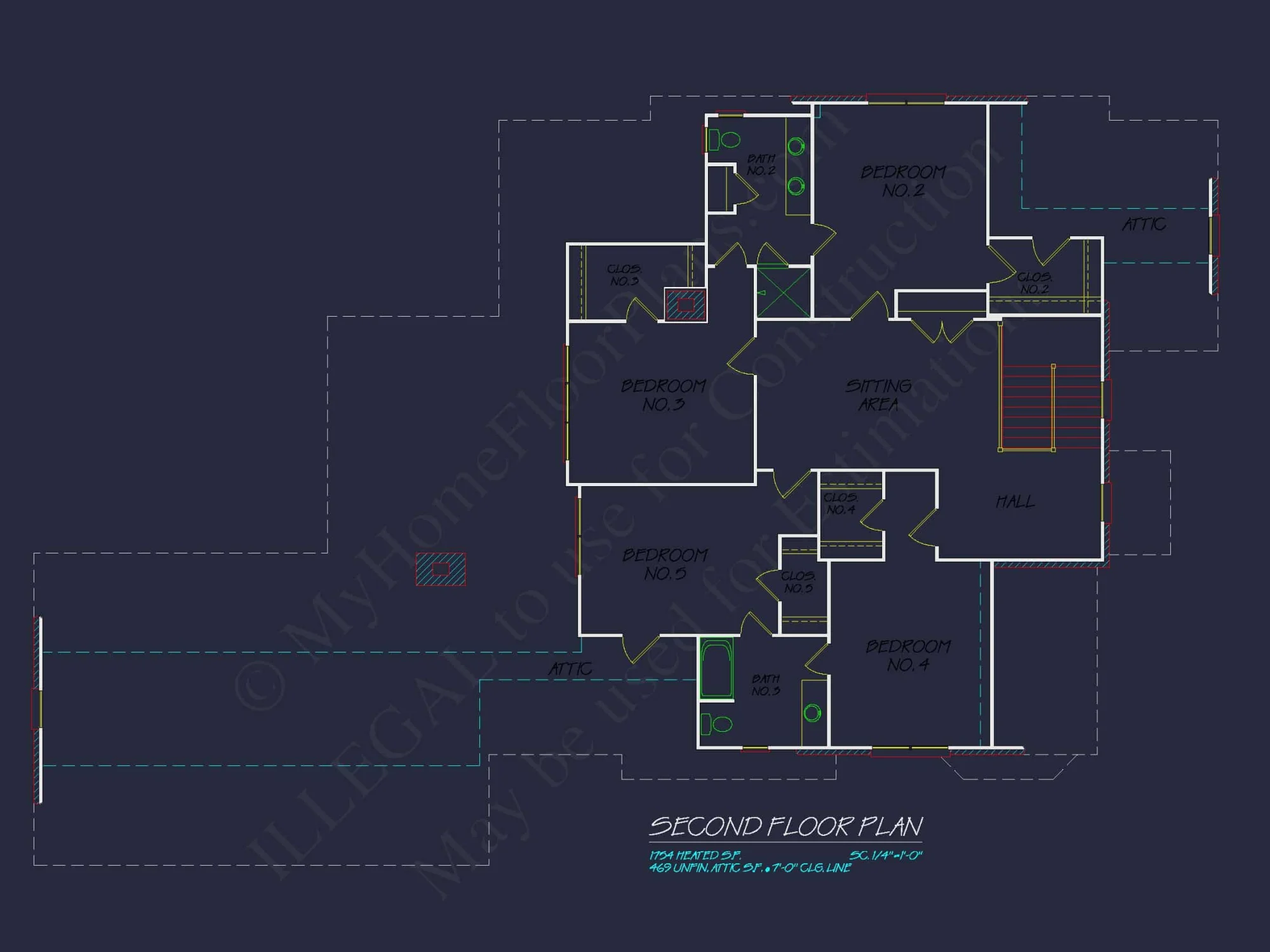 Colonial Home Floor Plan 5-Bed,4-Bath,2-Story Blueprint (2)