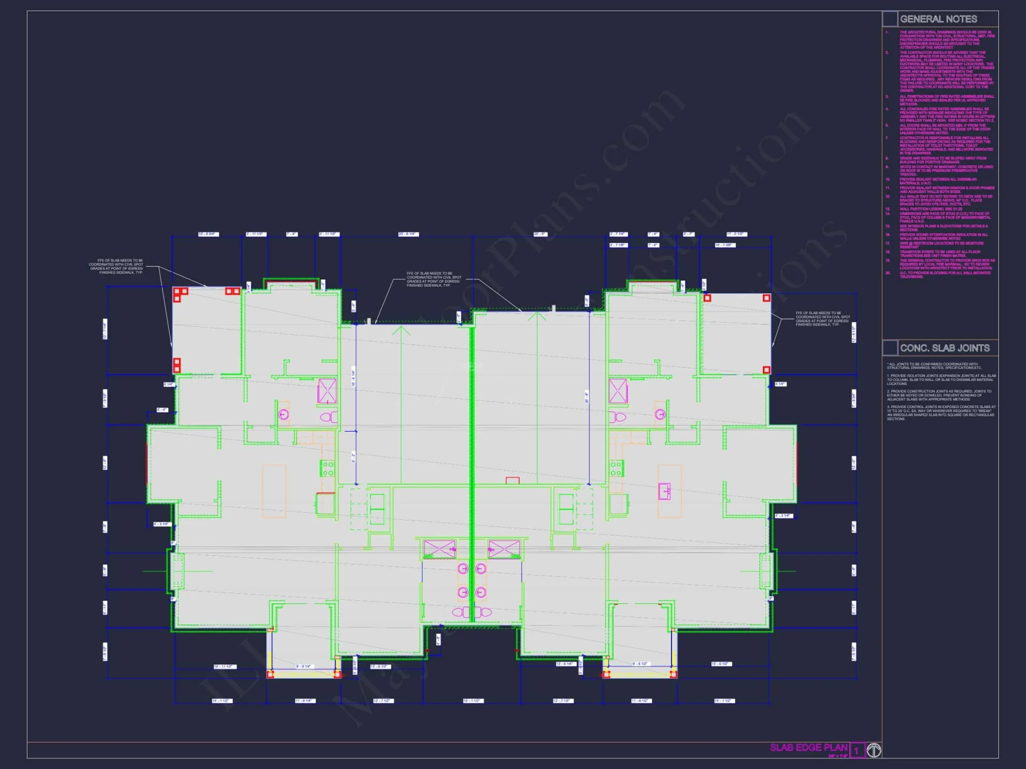 Beautiful Duplex Home Floor Plan with Blueprint CAD Designs
