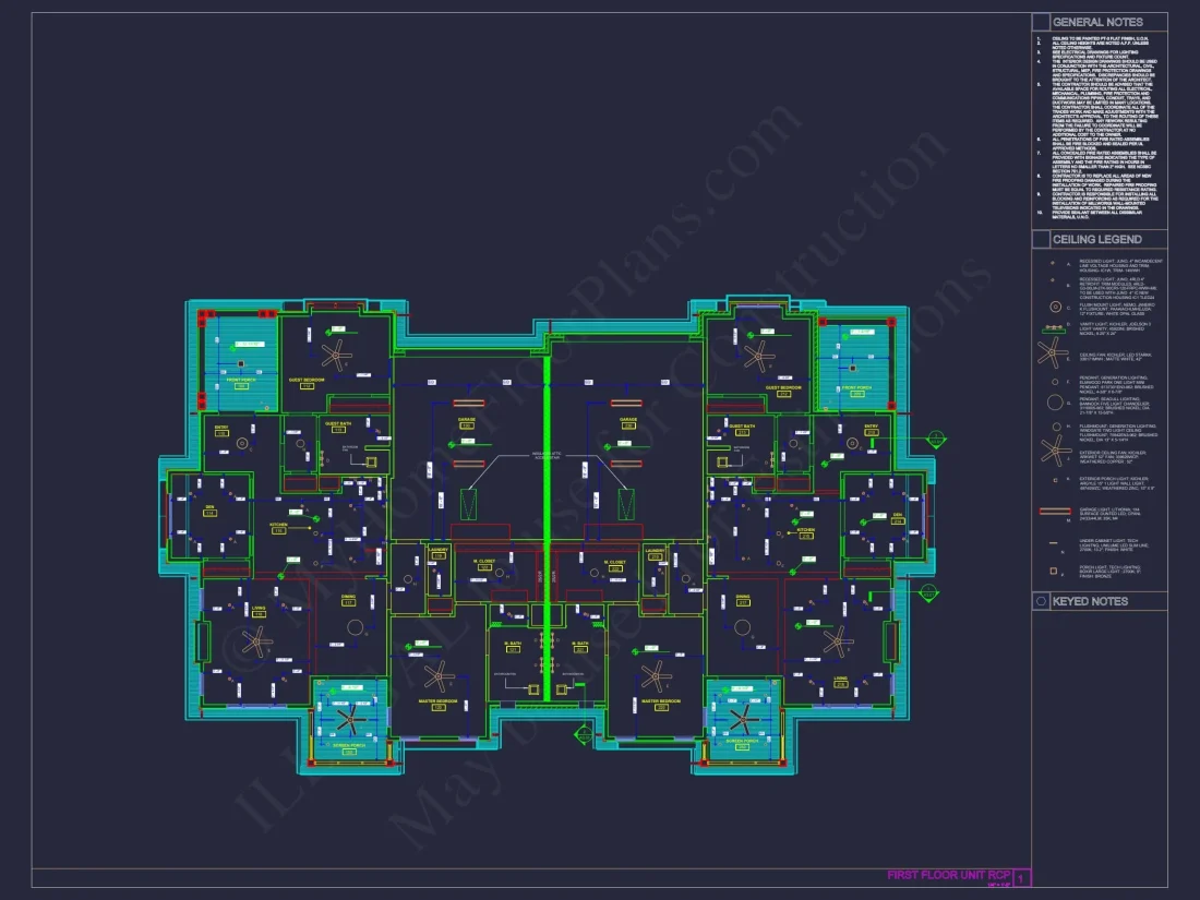 Beautiful Duplex Home Floor Plan with Blueprint CAD Designs