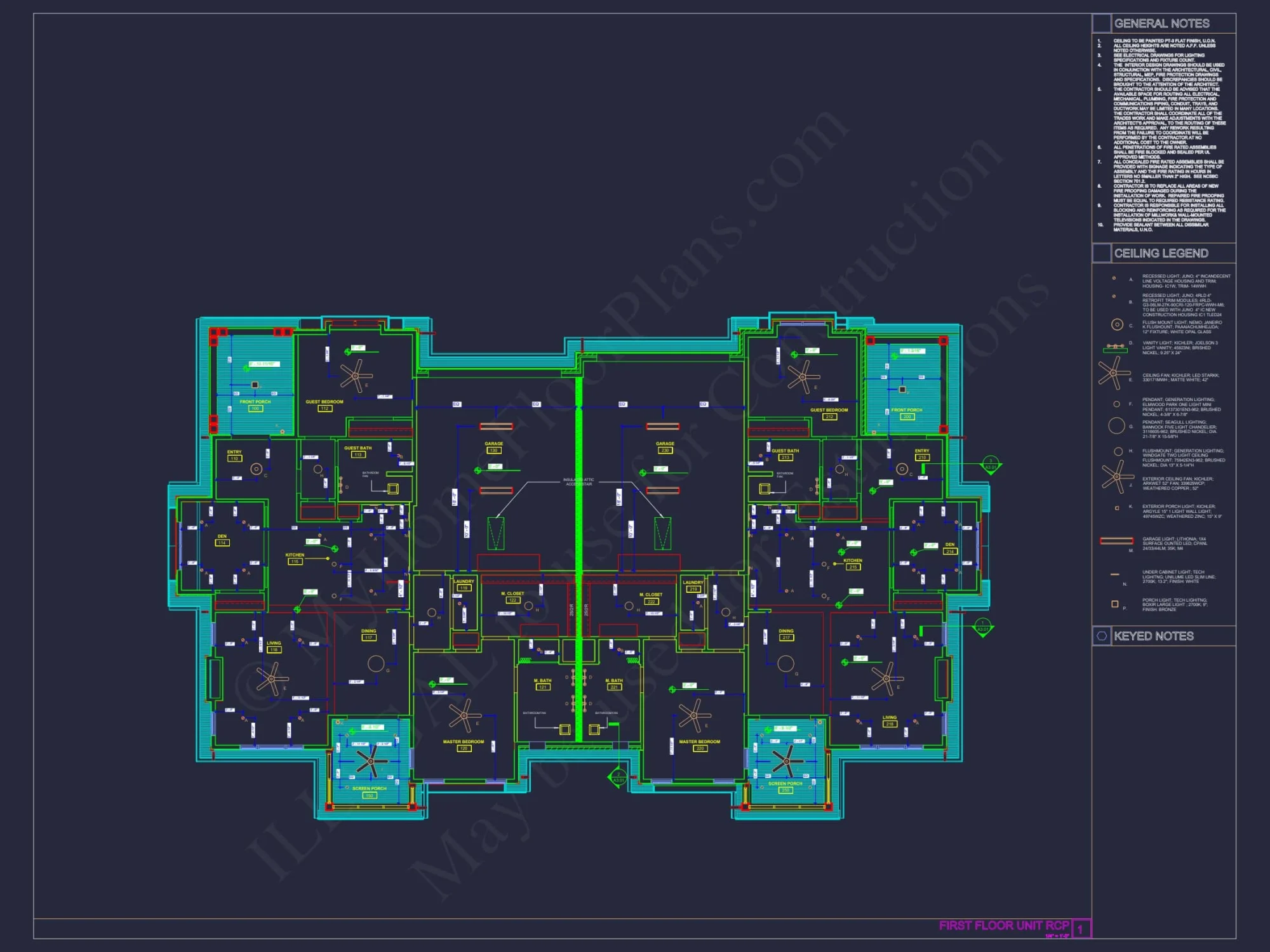 Beautiful Duplex Home Floor Plan with Blueprint CAD Designs