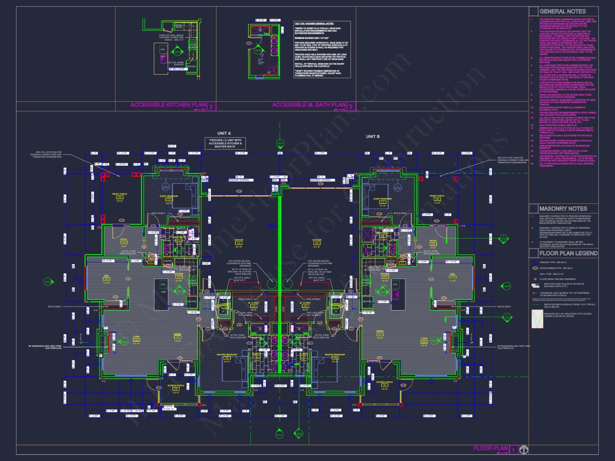 Beautiful Duplex Home Floor Plan with Blueprint CAD Designs