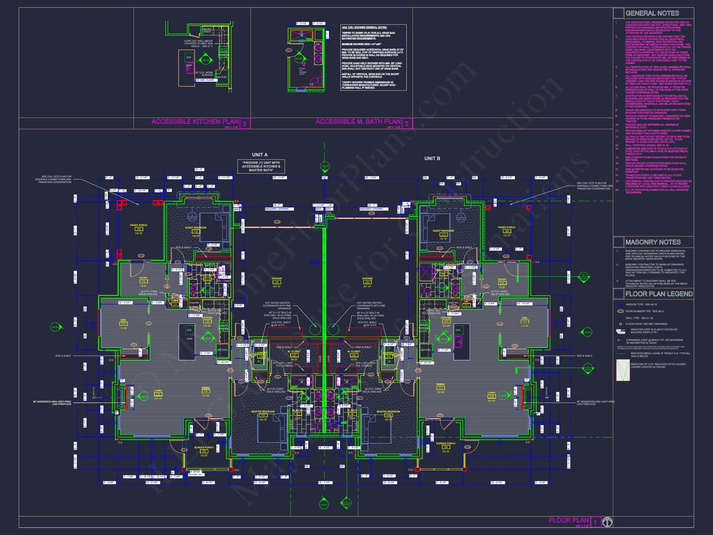 20-1521 DUPLEX PLAN- Beautiful Duplex House Floor Plan with Blueprint CAD Designs 13 Beautiful Duplex Home Floor Plan with Blueprint CAD Designs
