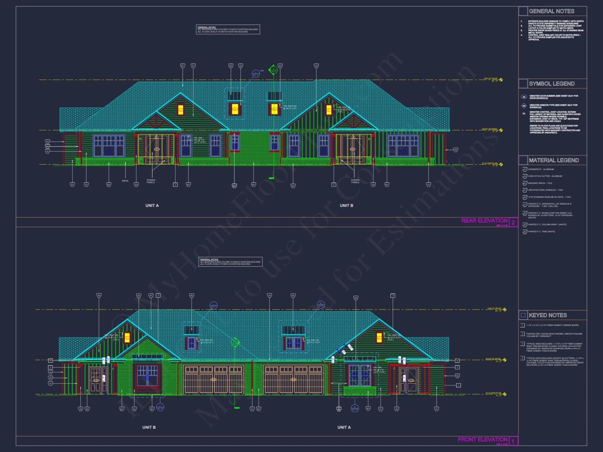Beautiful Duplex Home Floor Plan with Blueprint CAD Designs