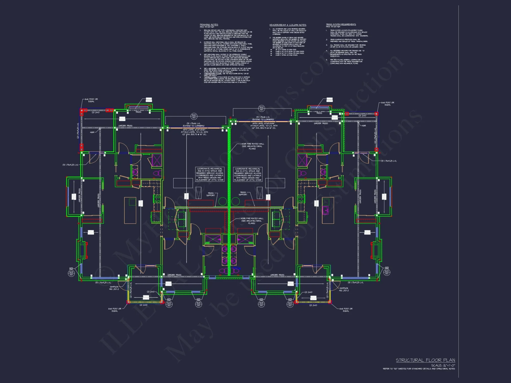 Beautiful Duplex Home Floor Plan with Blueprint CAD Designs