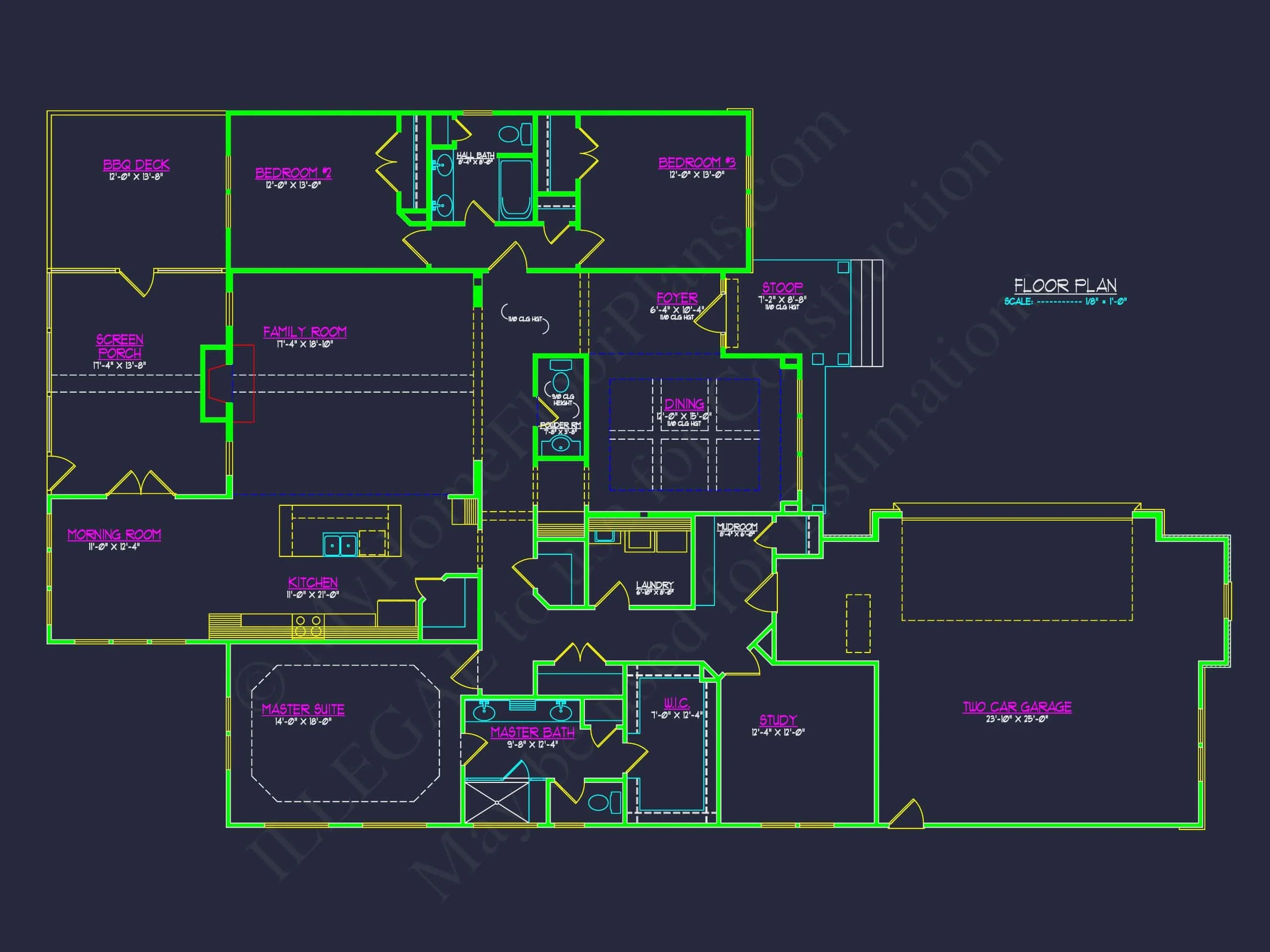 14-1057 HOUSE PLAN - Traditional Craftsman House Floor Plan with CAD Designs 7 Traditional Craftsman Home Floor Plan with Functional Layout