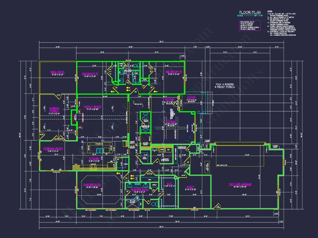 Traditional Craftsman Home Floor Plan with Functional Layout