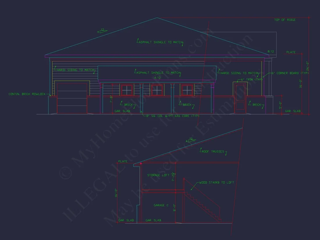 RV Garage Plan with Loft – Spacious Multi-Bay Garage Design