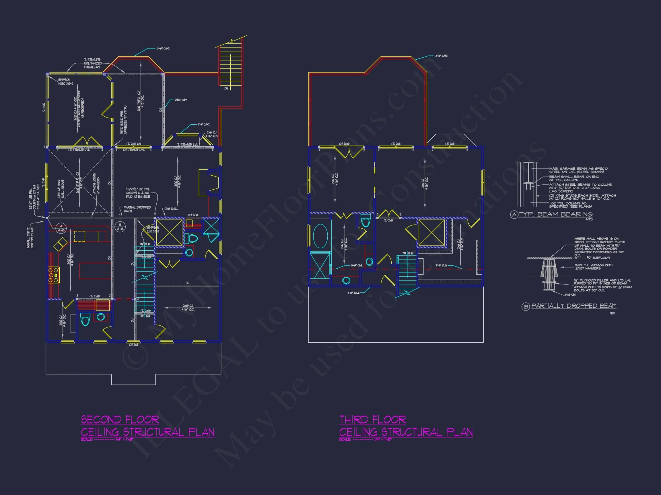 9-1754 HOUSE PLAN - Modern Beach House Plan with 3 Floors, CAD Blueprint Designs 14 9-1754 HOME PLAN