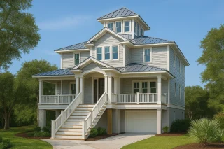 Stunning 3-Story Beach House Plan with Elevator and Open Floor Layout