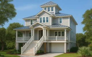 Plan  13-1901 - The Gate House |  Coastal - 4-Bed, 5-Bath, 2,676 SF