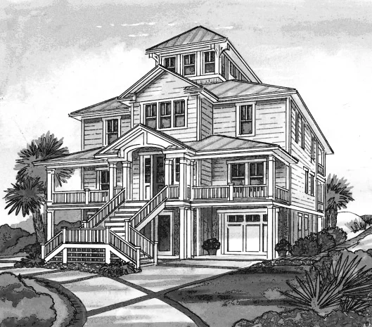 13-1901 HOUSE PLAN - Stunning Beach House Plan with CAD and Architecture Designs 18 Stunning 3-Story Beach House Plan with Elevator and Open Floor Layout