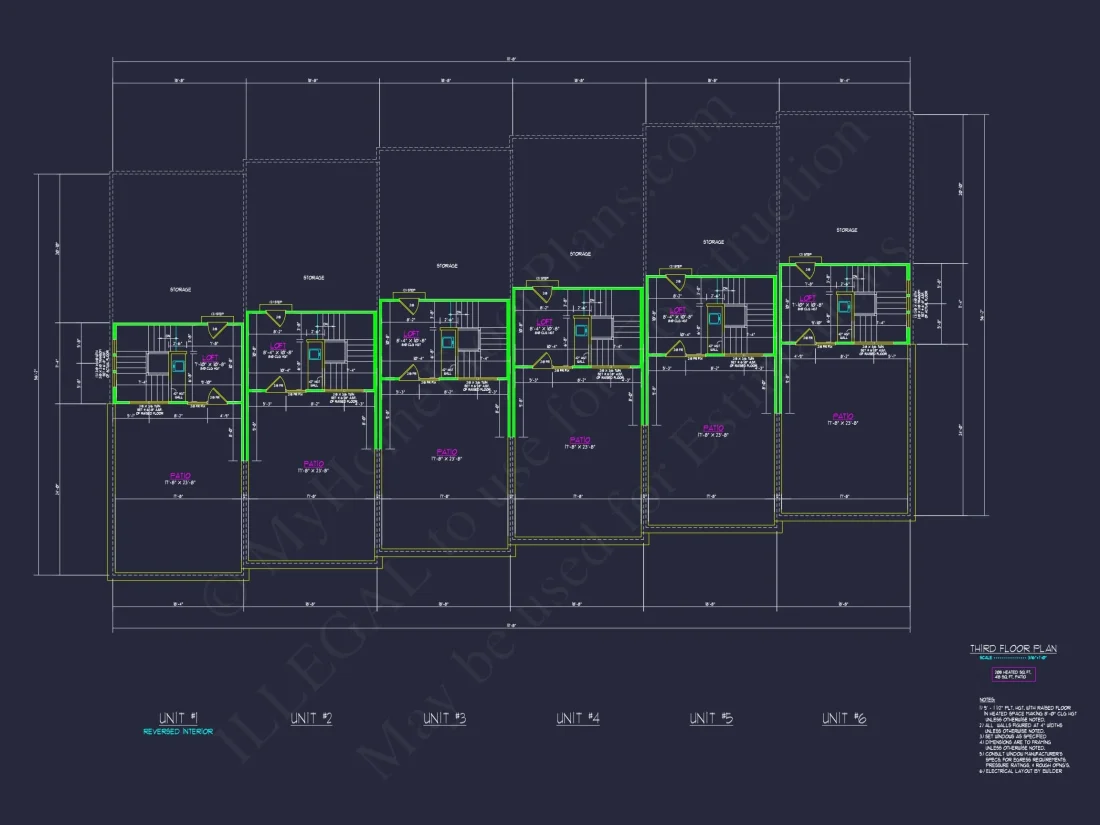 Modern Townhome Floor Plan with CAD Architecture Design