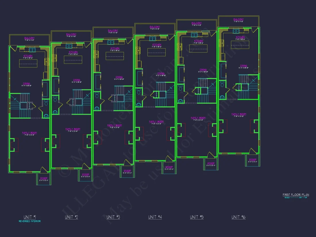 Modern Townhome Floor Plan with CAD Architecture Design