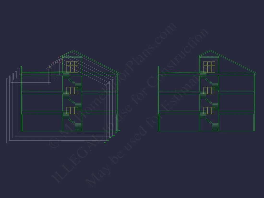Modern Townhome Floor Plan with CAD Architecture Design