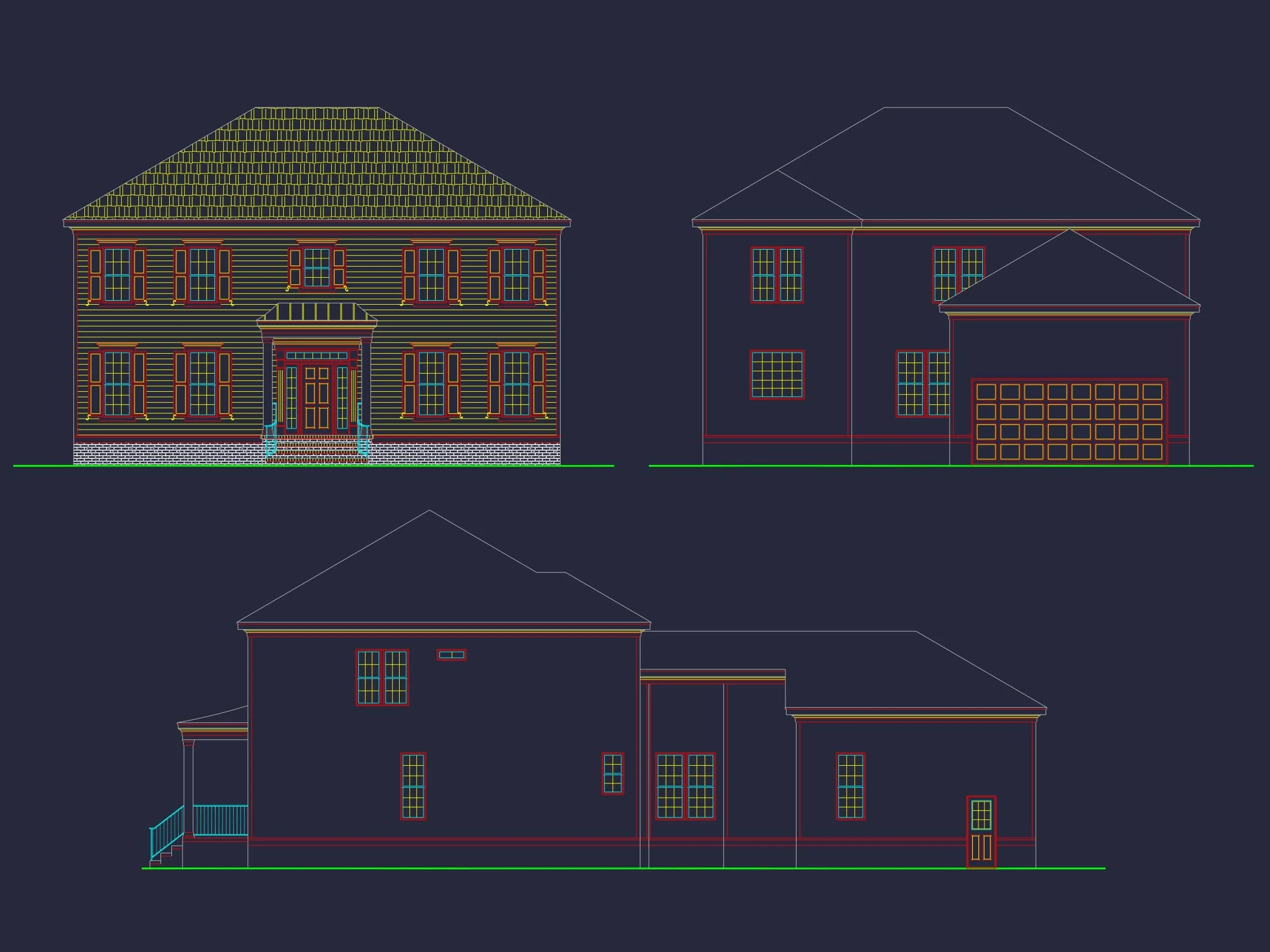 14-1428 HOUSE PLAN - Colonial Revival House Floor Plan with CAD and Blueprint Design 2 Colonial Revival Home Floor Plan with Timeless Indoor-Outdoor Layout
